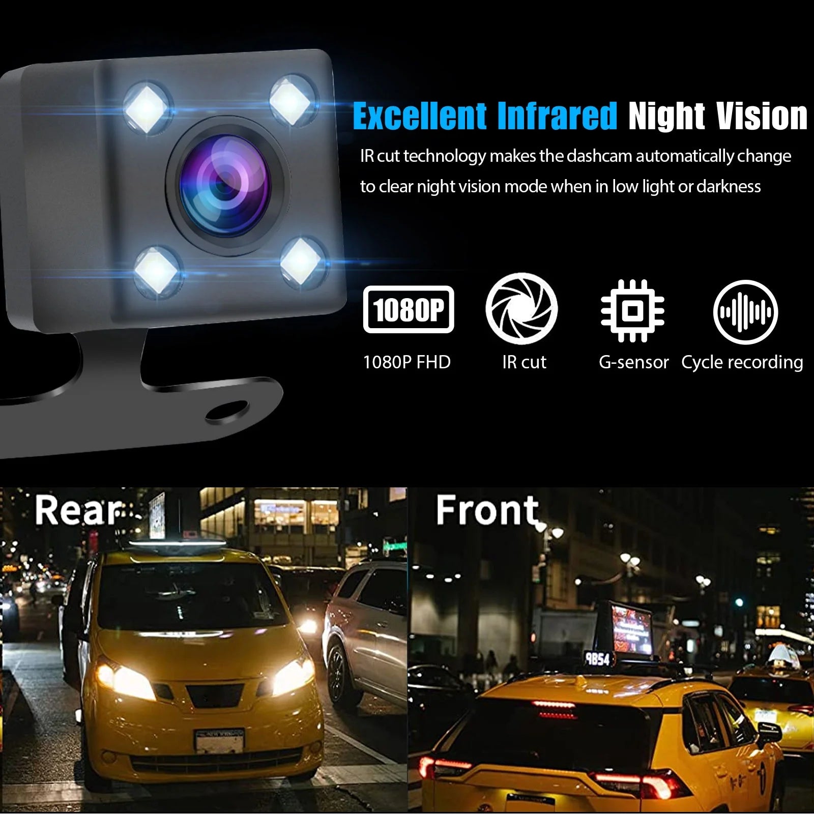 Eeekit 1080P Mirror Dash Cam Backup Camera, Front and Rear View Dual Camera with Night Vision, 7" Touch Screen, 32GB TF Card Supported