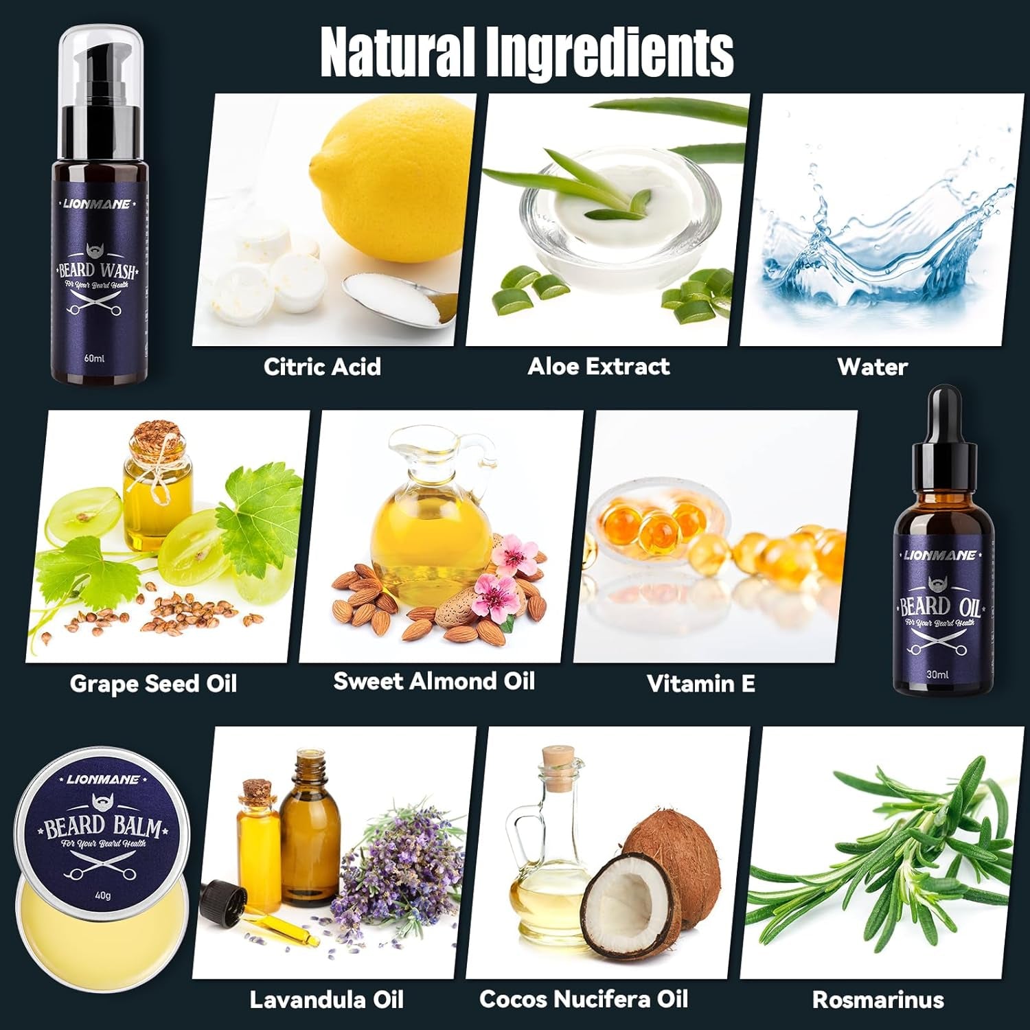 Lionmane Beard Care Gifts Kit for Men, Father’S Day Gifts, Beard Mustache Grooming Kit - Beard Balm, Beard Wash, Beard Oil, Brush, Scissors, Birthday Anniversary Gifts for Husband/Boyfriend/Dad/Him