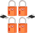 Forge Small TSA Approved Luggage Locks - Ultra Secure Dimple Key Travel Locks, Alloy Body, Perfect for Luggage, Travel Cases & Backpacks - 4 Pack in Vibrant Orange
