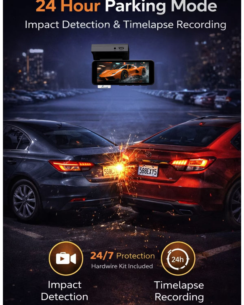 Cardivox 4K Dash Cam Front and 2K Rear Dash Camera Sony STARVIS, Wifi GPS Free 256GB