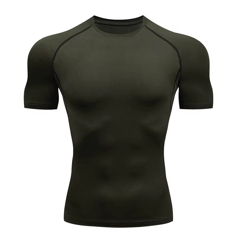 Men'S Compression Shirts Summer Short Sleeves Tees T-Shirt Gym Workout Fitness Running Tops Undershirts Baselayer Sportswear
