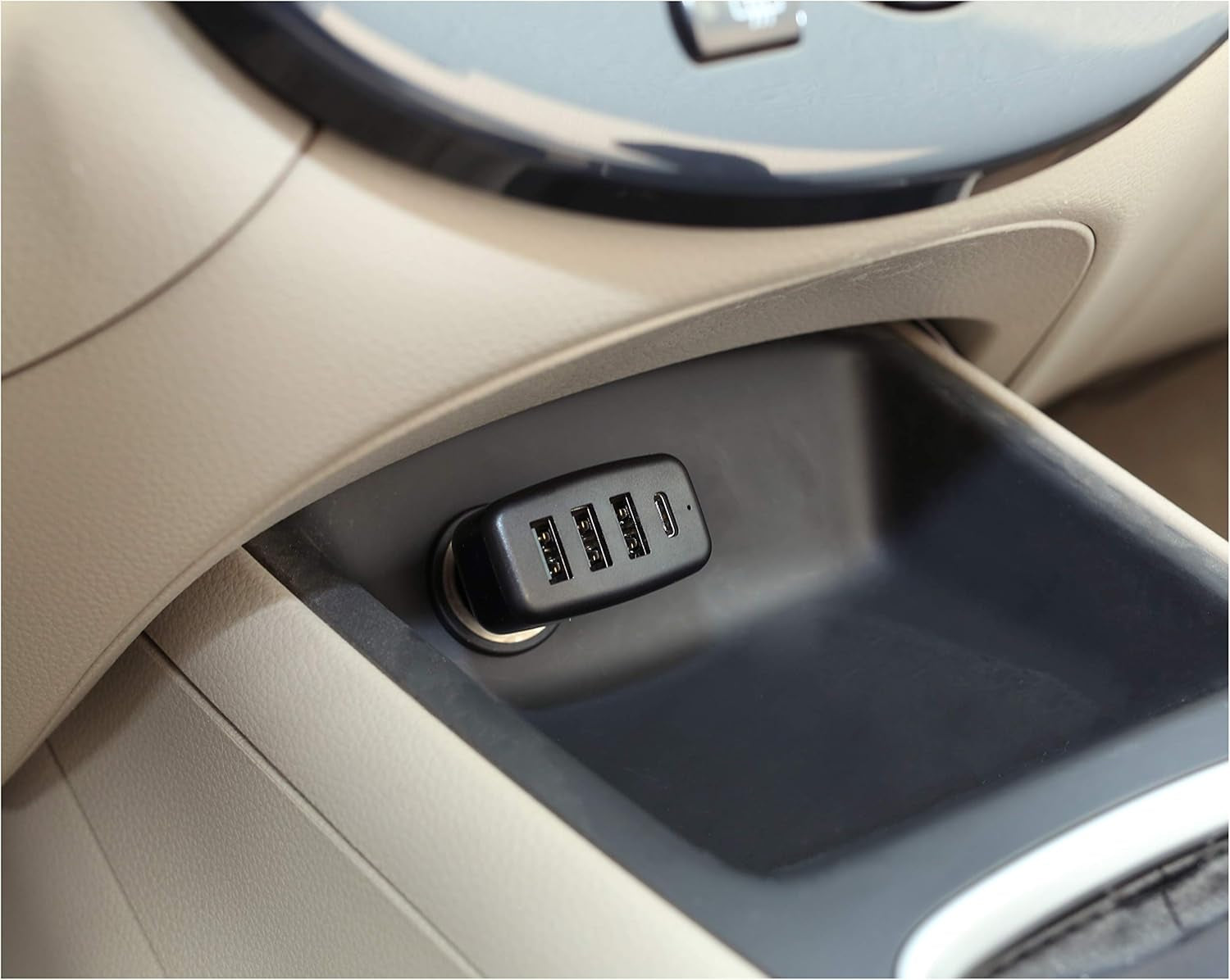 Amazon Basics 54W 4-Port USB Car Charger, with 1 USB-C (18W) Port with Power Delivery and 3 USB-A (12W) Ports - Black