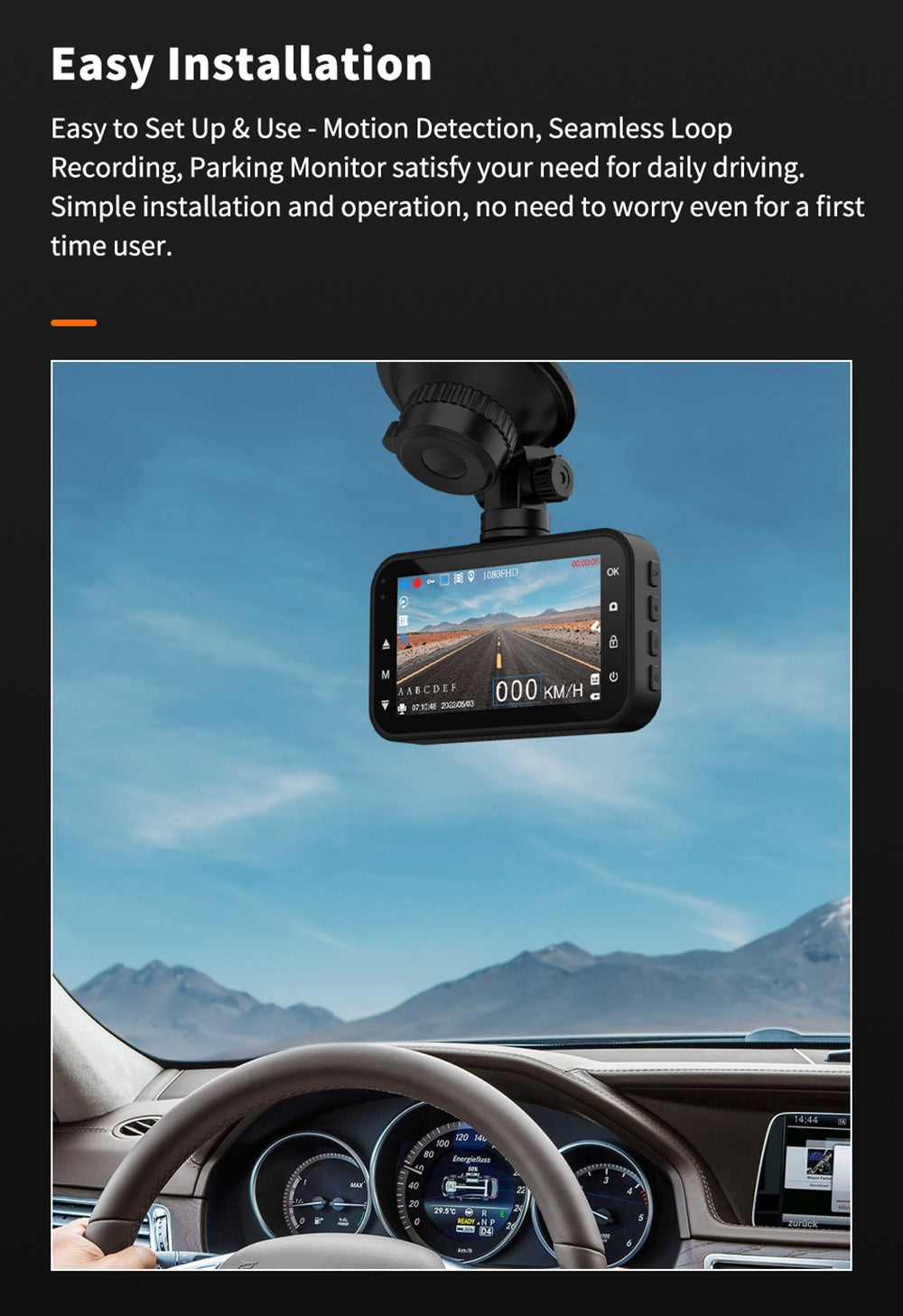 Dash Cam Front and Rear Car Camera Dual Dashcam 1080P FHD