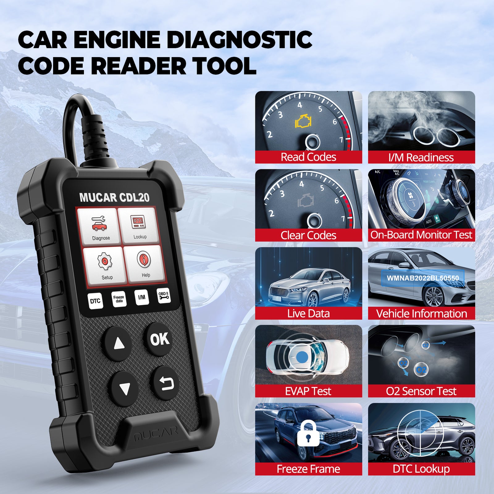 Automotive OBD Code Reader OBD2 Scanner Car Check Engine Fault Diagnostic Tool