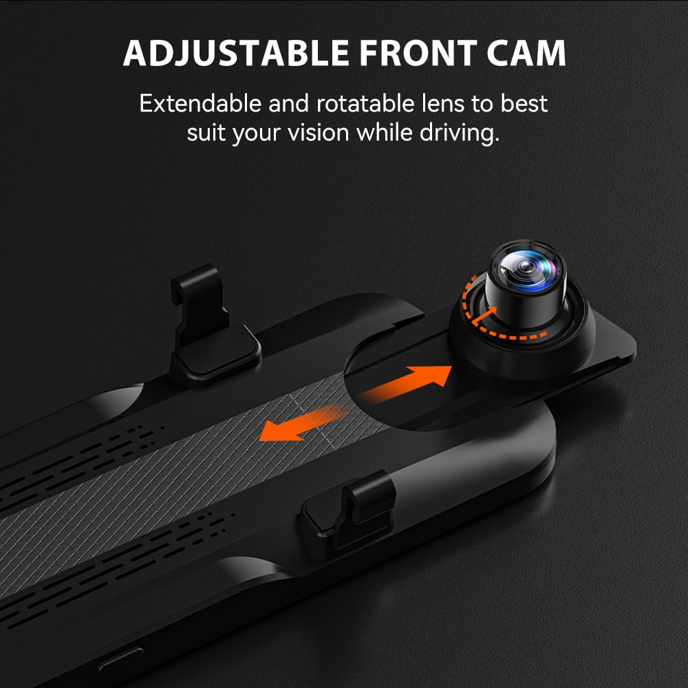 Wolfbox 4K Dual Dashcam with 10" Touch Screen, Front and Rear Recording, Night Vision, GPS, Free 64GB Card
