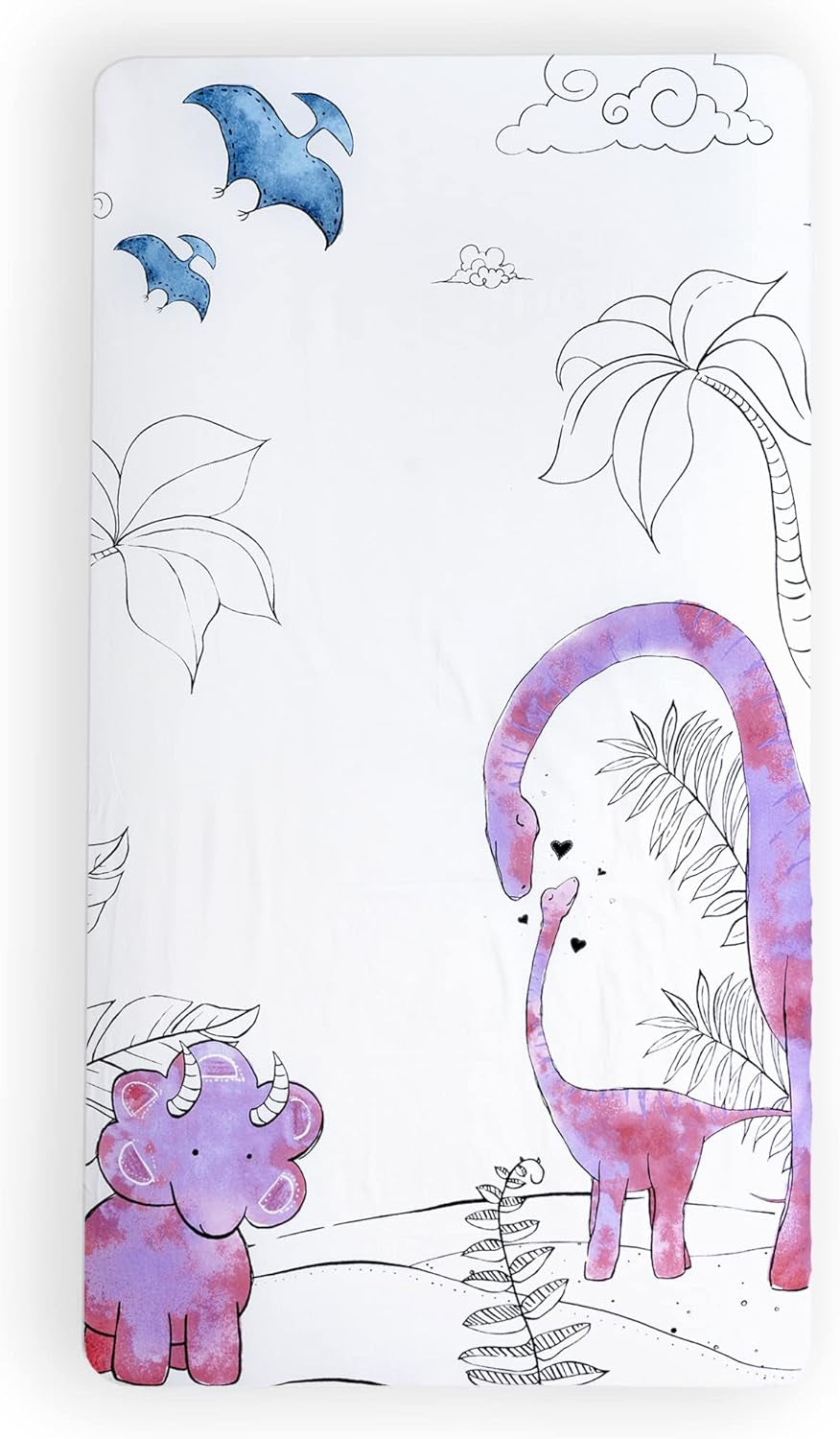 Jumpoff Jo - Fitted Crib Sheet, Super Soft Breathable 100% Cotton Baby Crib Sheet for Standard Crib Mattresses and Toddler Beds, 28 In. X 52 In. - Pink Dinosaur