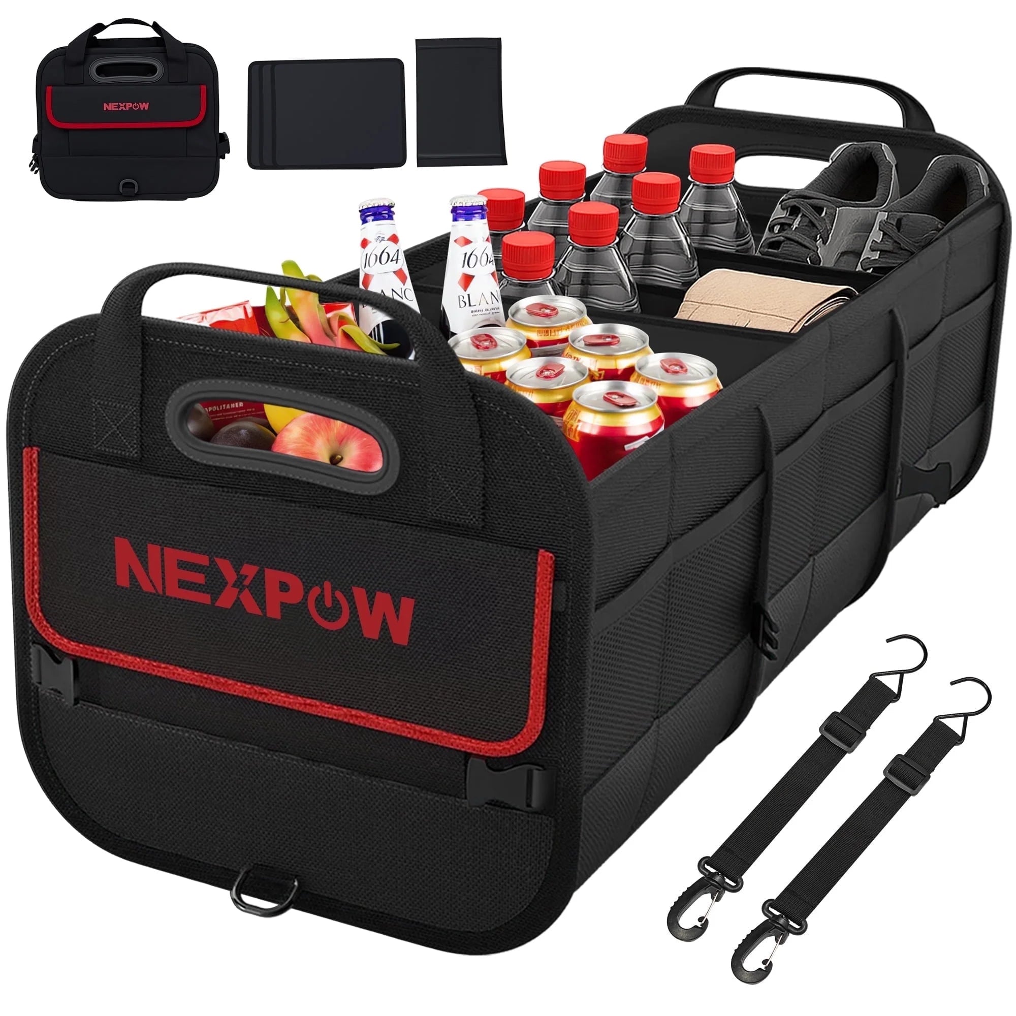 Car Trunk Organizer, 95L Collapsible SUV Organizer, Multi-Compartment, Car Storage Box with 2 Adjustable Straps for Women Men
