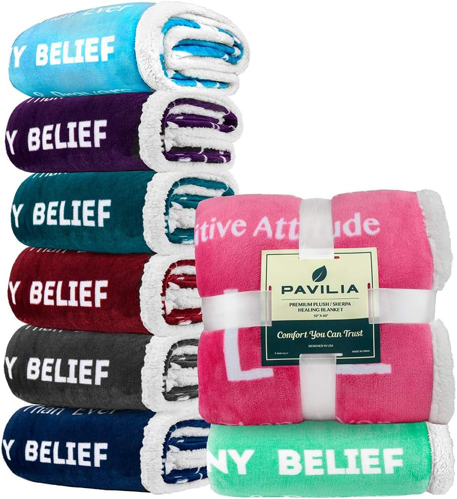 PAVILIA Healing Blanket - Soft Sherpa Throw for Comfort & Care, Perfect Get Well Soon Gift in Pink