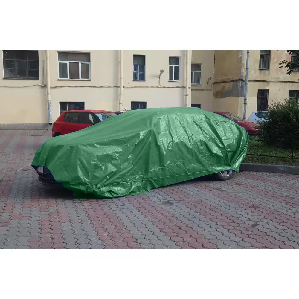 10 Ft. X 20 Ft. Multi-Purpose Green Poly Tarp Cover 8 Mil Thick Weave Material, Waterproof