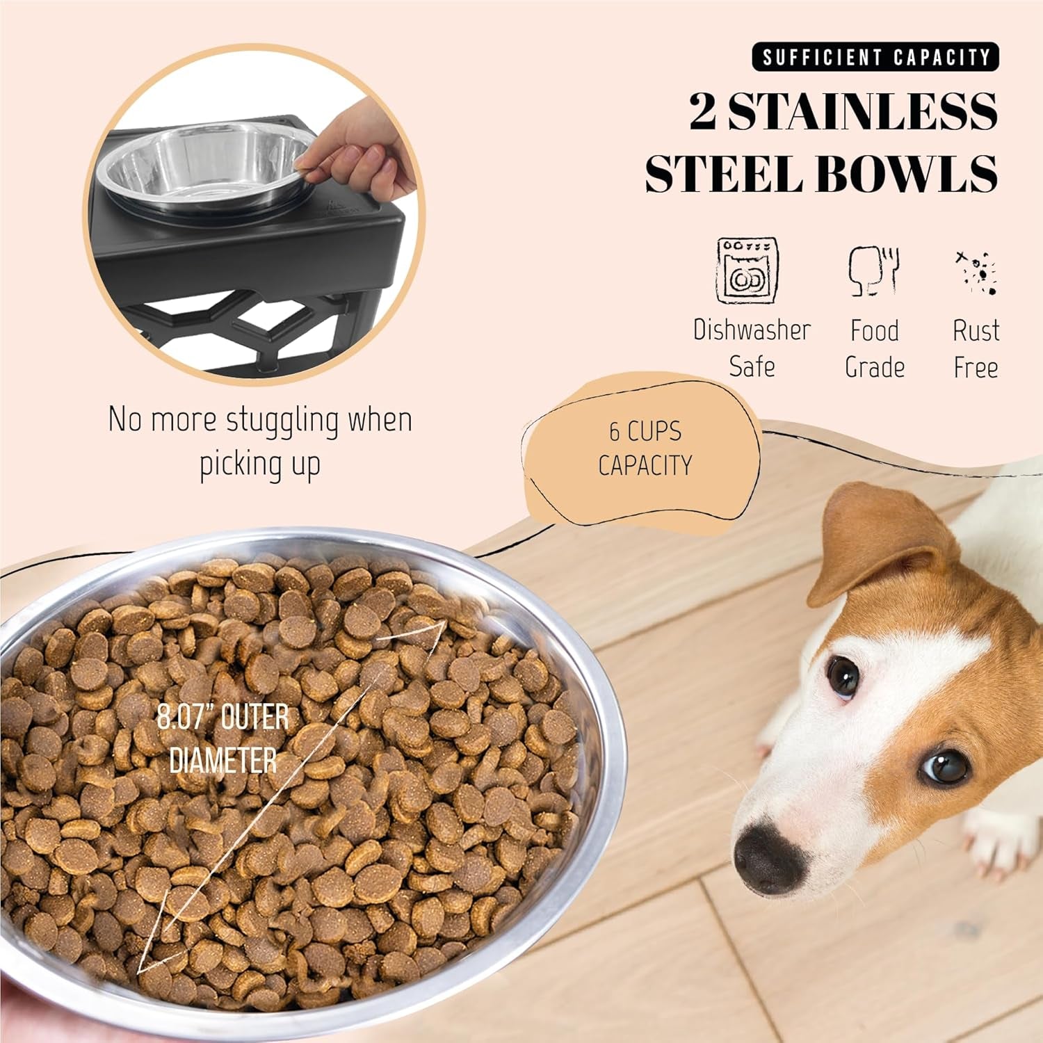 Elevate Your Pet's Dining Experience: AVERYDAY Adjustable Dog Bowls with Stainless Steel Bowls and Anti-Slip Base for Medium to Large Dogs