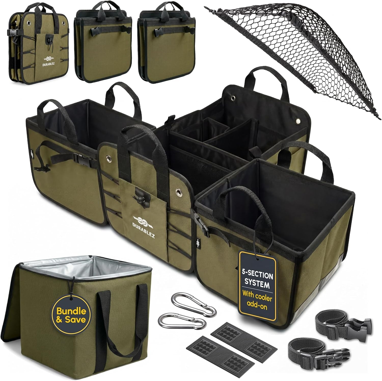 Ultimate XL 3-Section Car Trunk Organizer – Heavy Duty Foldable Cargo Storage Bin with Multi-Compartment Design – Perfect for a Clutter-Free Ride!