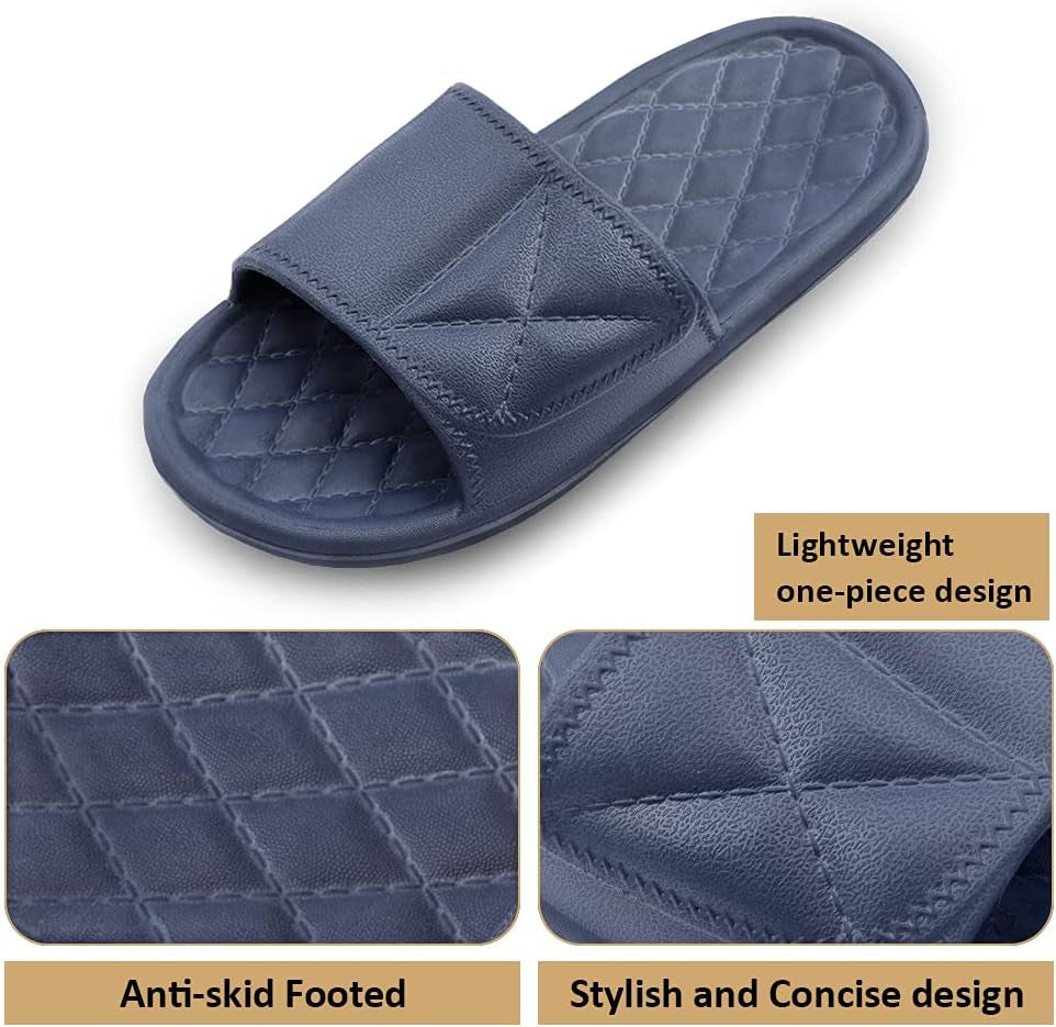 Git-Up Bathroom Slippers for Women and Men Portable Quick Drying Non-Slip Pool Beach Spa Shower Slippers House Slide Sandals Indoor and Outdoor Unisex Shoes, A-Blue 9.5-10.5 Women/8-9 Men