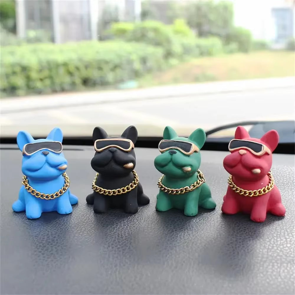 Wear-Resistant Bulldog Car Ornament - Comfortable Resin Dashboard Decoration for Interior Accessories