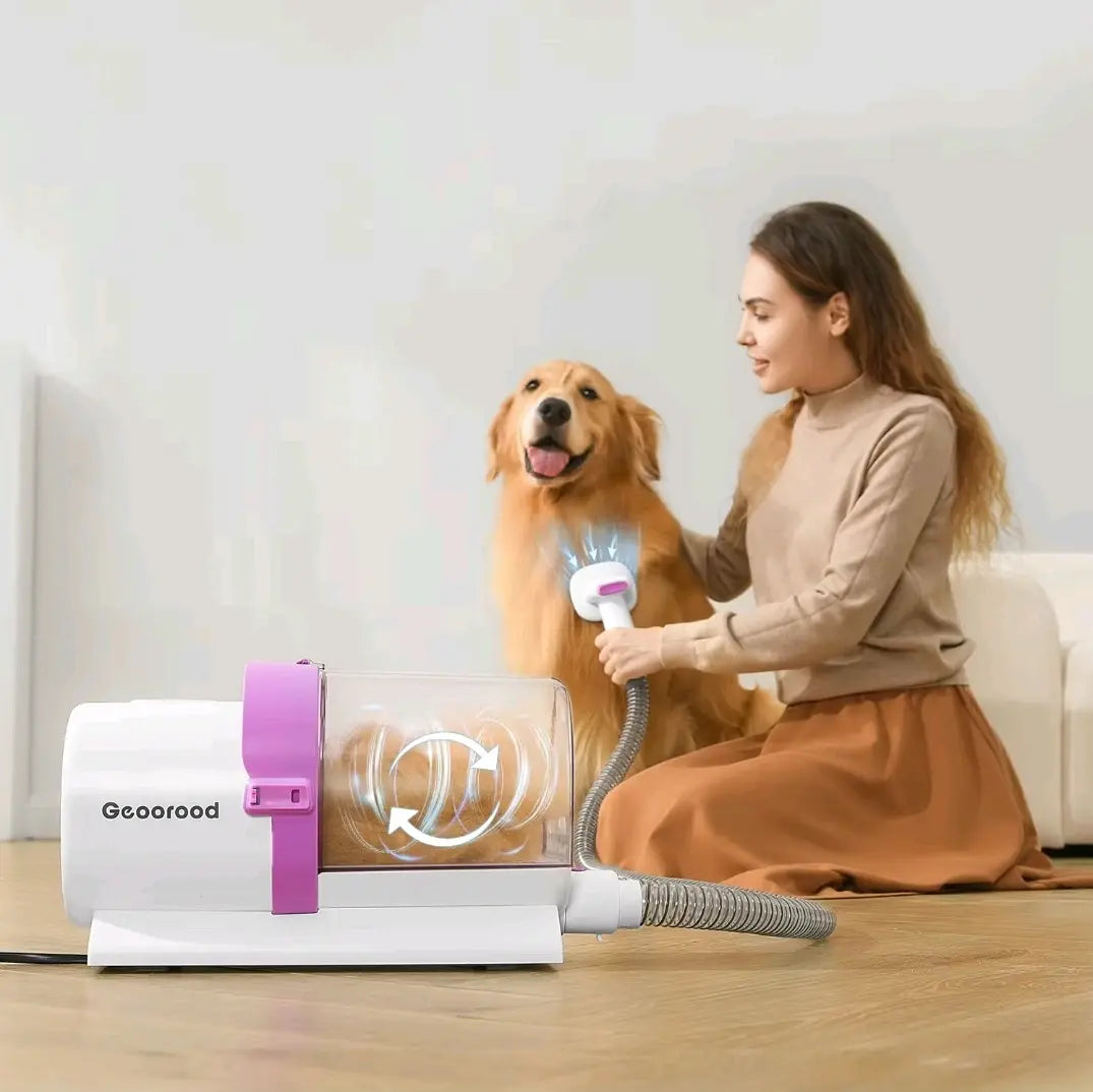 Geoorood Pet Grooming Vacuum and Brush System for Effective Shedding and Hair Removal for Dogs and Cats