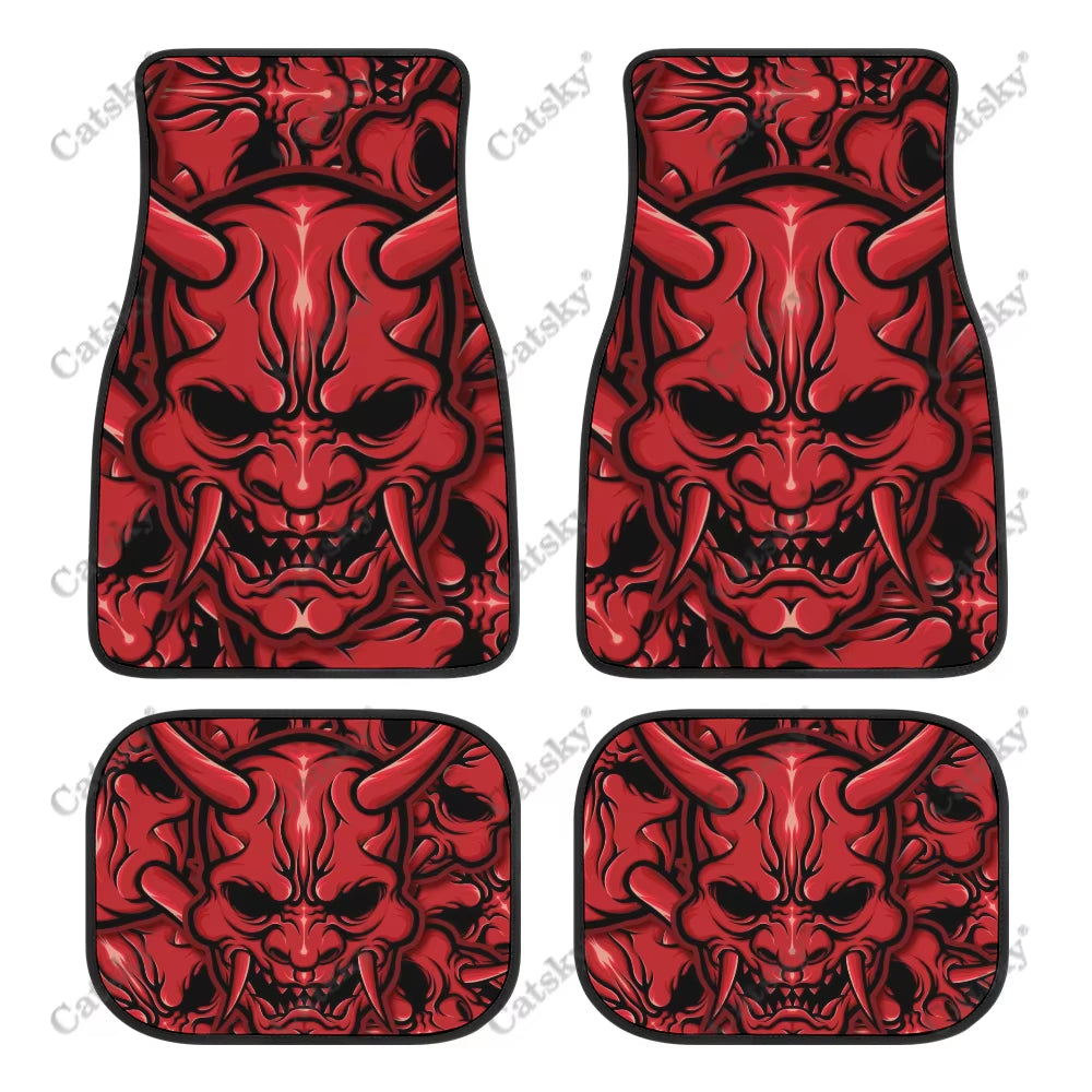 Oni Demon Art Print Car Floor Mat - Japanese Kanji Design for Stylish Teen Car Accessories in Purple