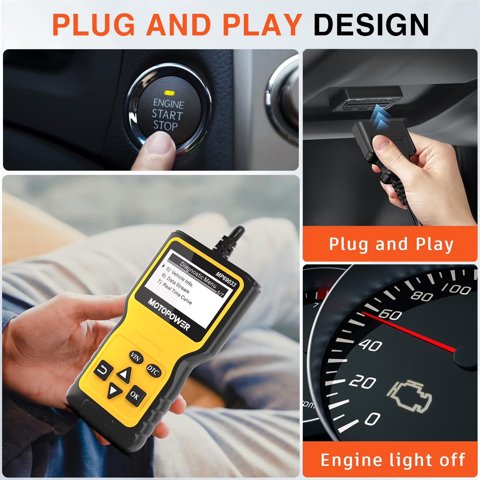 MOTOPOWER Car OBD2 Code Reader OBD2 Scanner Engine Fault Code Reader Car Diagnostic Scan Tool