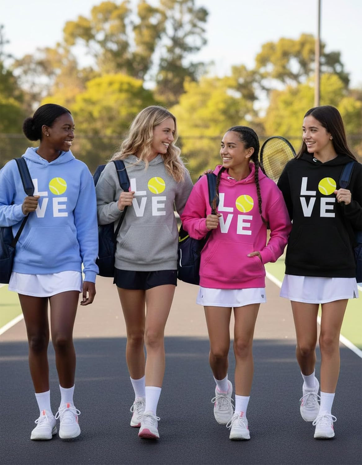 Tstars Love Tennis Hoodie - Perfect Gift for Players, Coaches & Fans | Sporty Hoodies for Women & Teen Girls