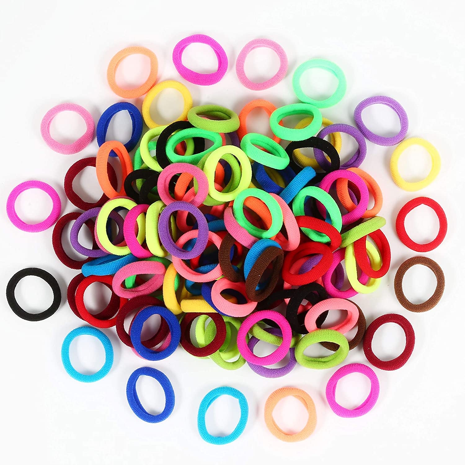 Vibrant QRTVI Baby Hair Ties - Soft Cotton Toddler Ponytail Holders in 15 Colors for Girls and Kids