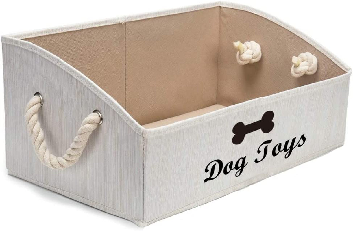 Geyecete Foldable Large Dog Toy Storage Bins - Stylish Gray Organizer with Rope Handle for Collapsible Shelving