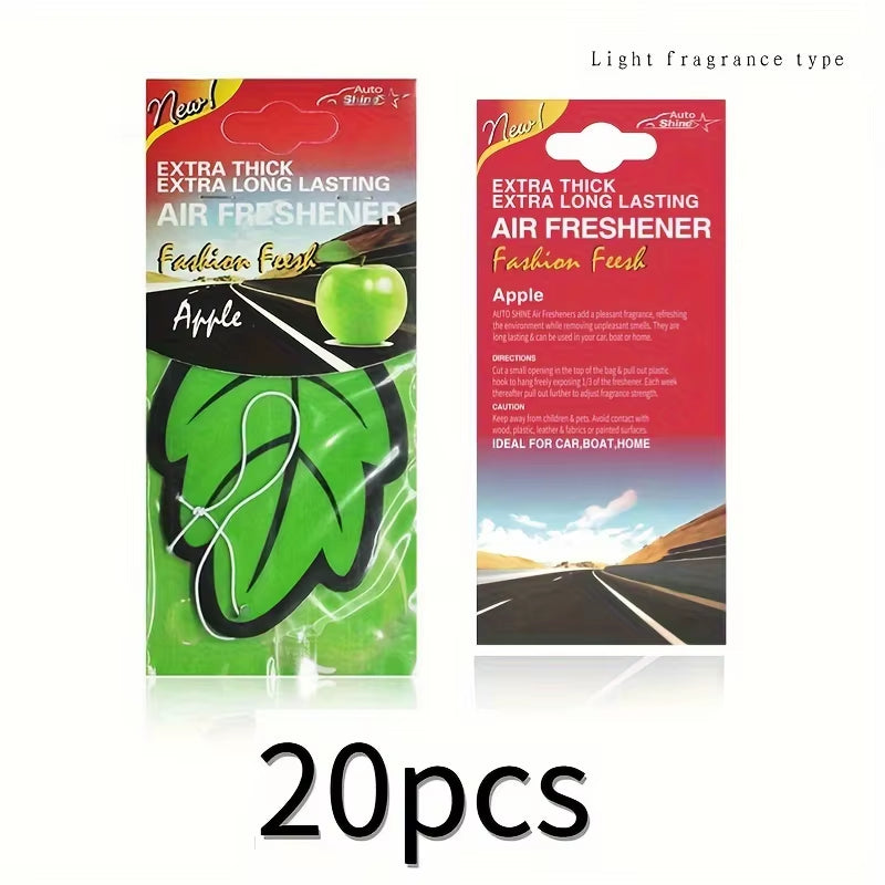 Natural Scented Tea Paper Car Air Freshener - Vanilla Perfume Hanging Leaf Shape Interior Accessory (3-60 Pieces)