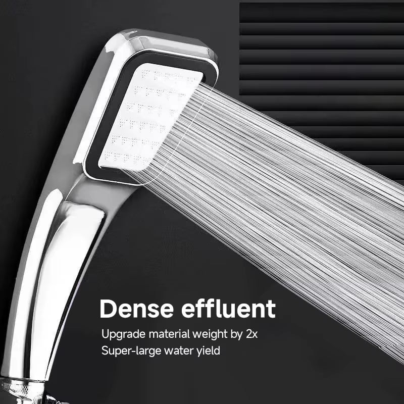 300-Hole Pressurized Handheld Square Showerhead - Water-Saving Rainfall Spray Nozzle for Bathroom Accessories