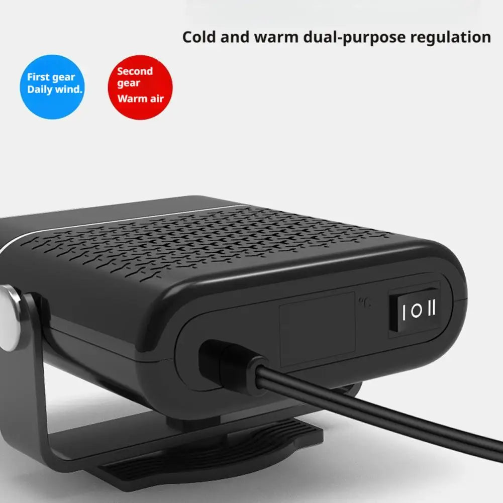 Portable 12V/24V Electric Car Heater and Defroster with Adjustable Fan for Windshield Defogging - Essential Car Accessory