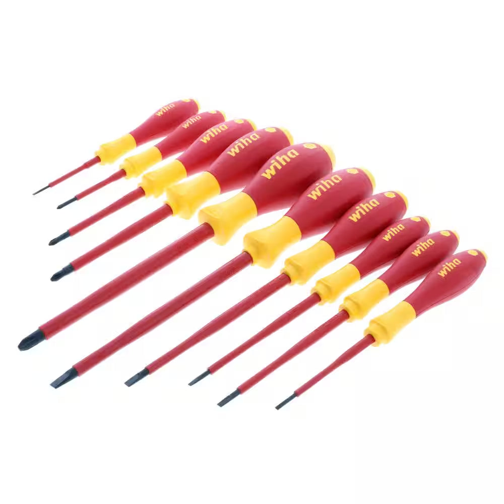 1000-Volt Insulated Soft Finish Screwdriver Set, Slotted and Phillips (10-Piece)