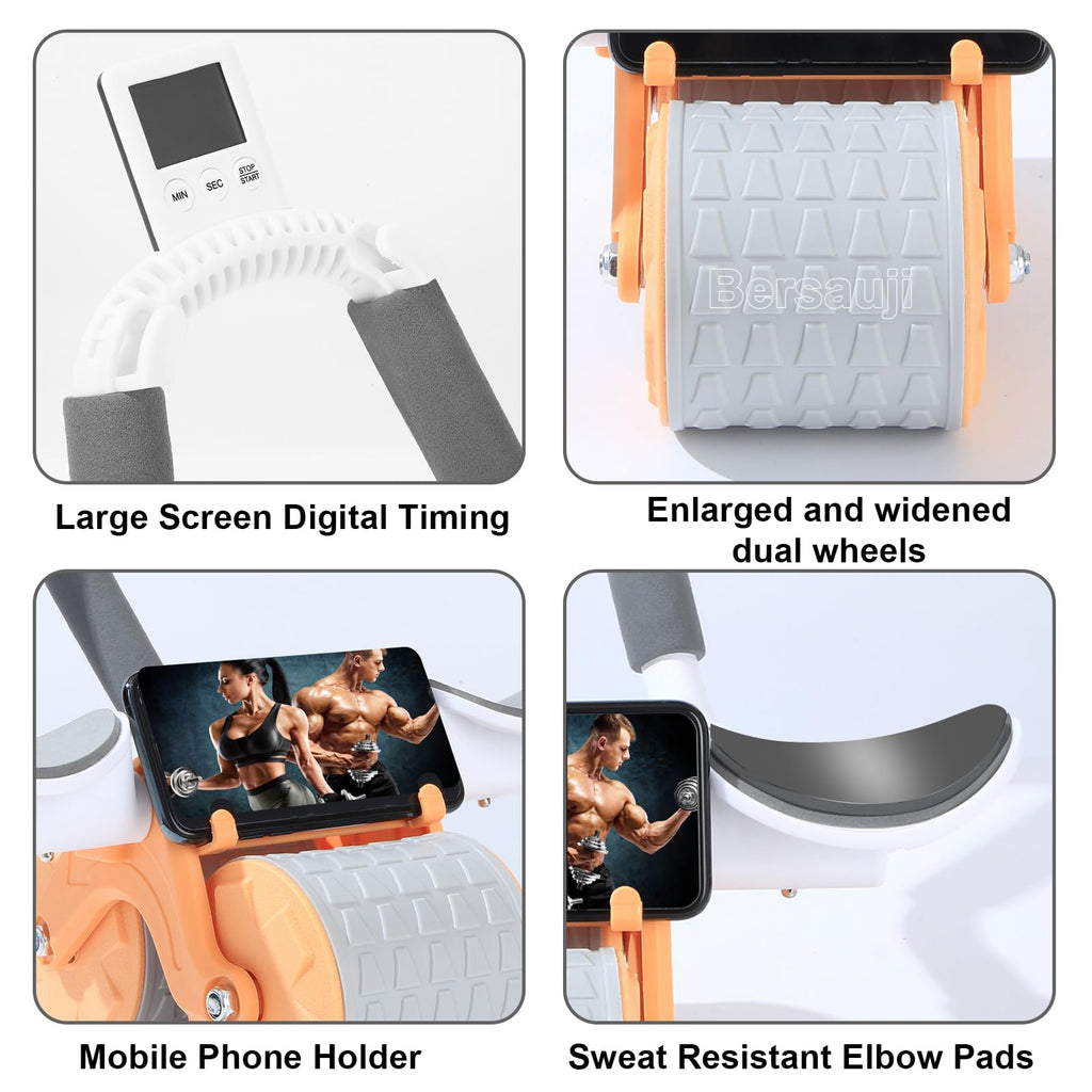 2025 Automatic Rebound Abdominal Roller with Timer and Elbow Support - Core Exercise Equipment