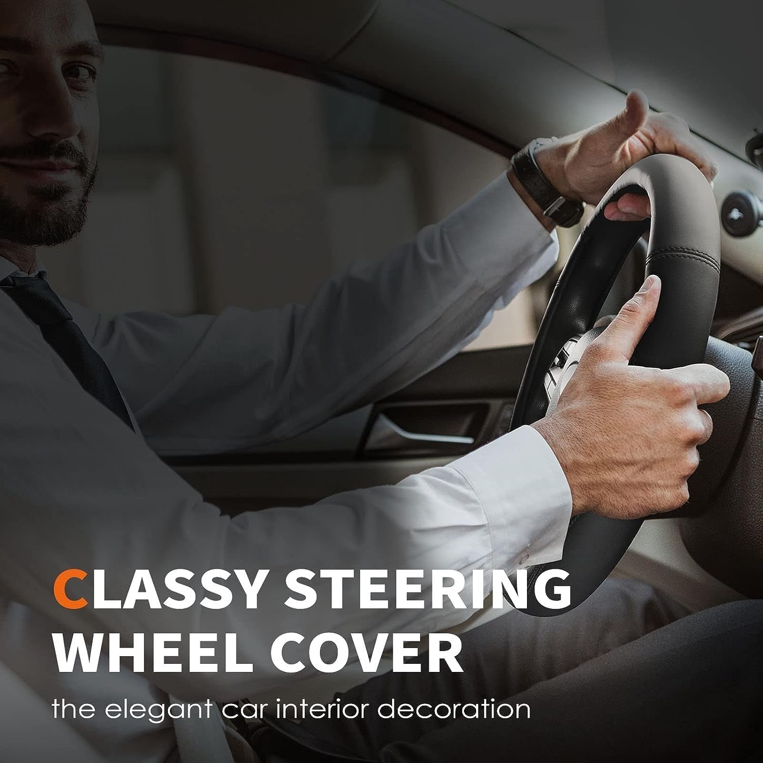 Universal Car Steering Wheel Cover Durable Leather Cover with Anti-Slip Lining 1