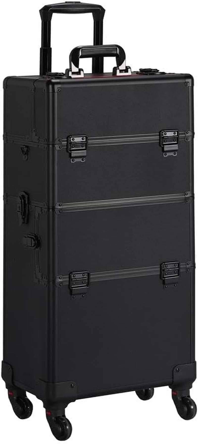 Yaheetech Makeup Train Case 3 in 1 Professional Cosmetic Trolley Multi-Functional Organizers Large Storage Traveling Cart Trunk for Nail Tech - Black