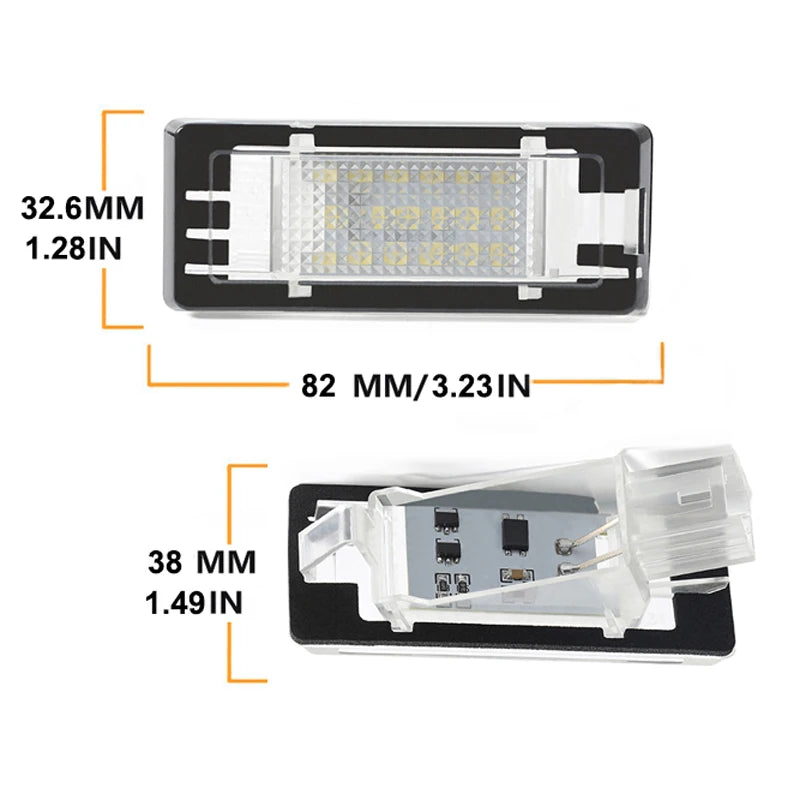 Set of 2 Error-Free LED License Plate Lights for Renault Espace, Laguna, Scenic, Fluence, Dacia Duster, and Logan - Automotive Accessories
