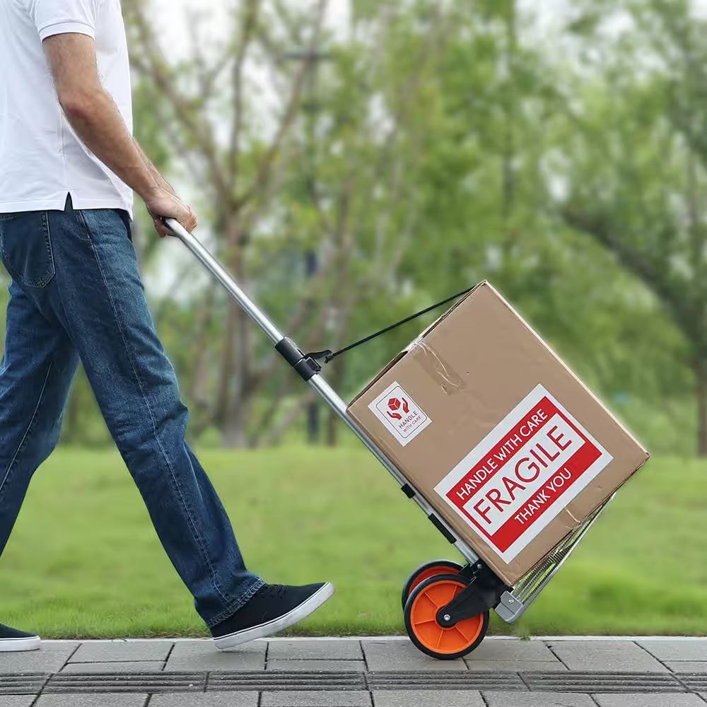 Folding Hand Truck, 275 Lbs. Capacity, Aluminum Portable Cart, Convertible with Telescoping Handle and PP+TPR Wheels