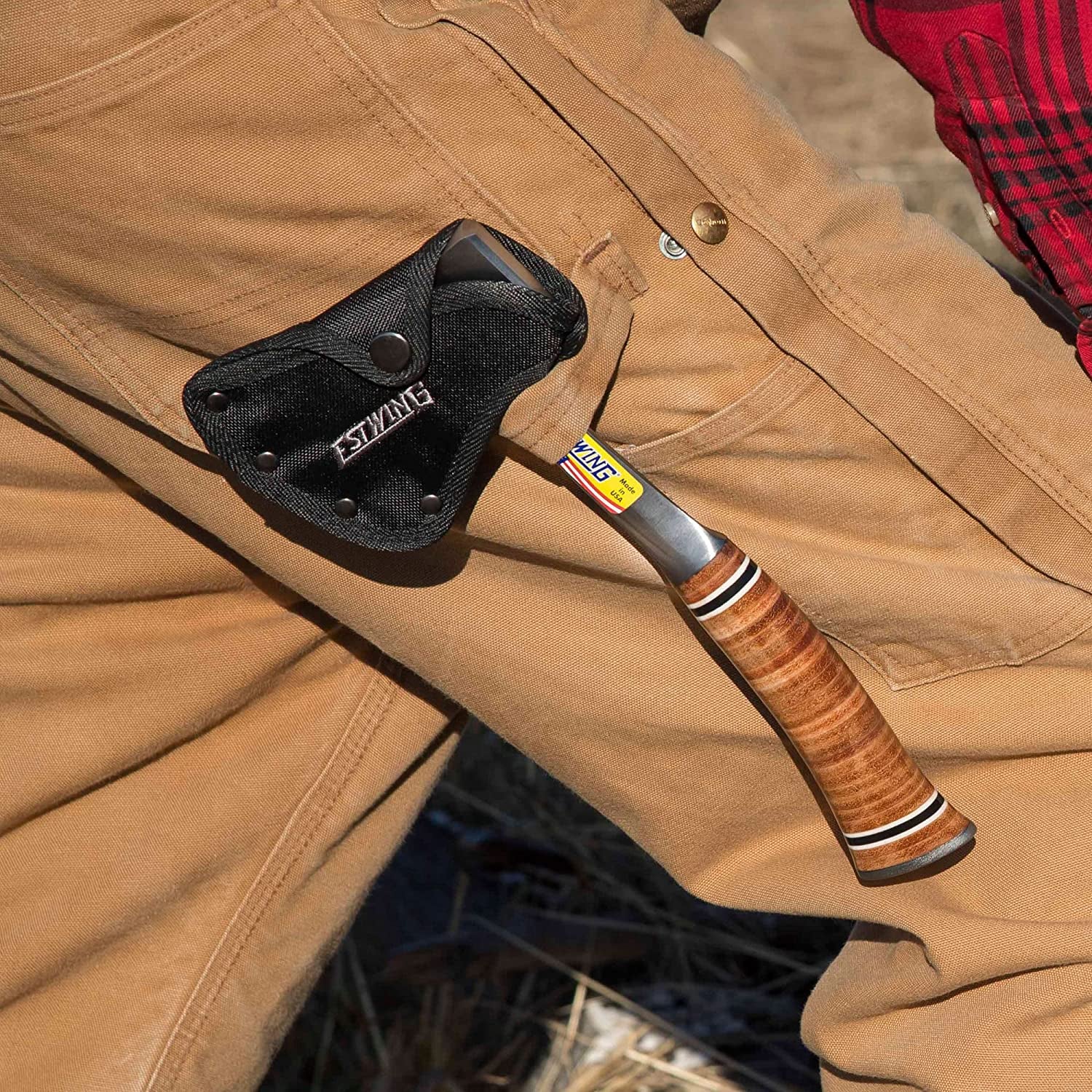 ESTWING 12" Sportsman's Axe - Durable Camping Hatchet with Forged Steel & Leather Grip - E14A
