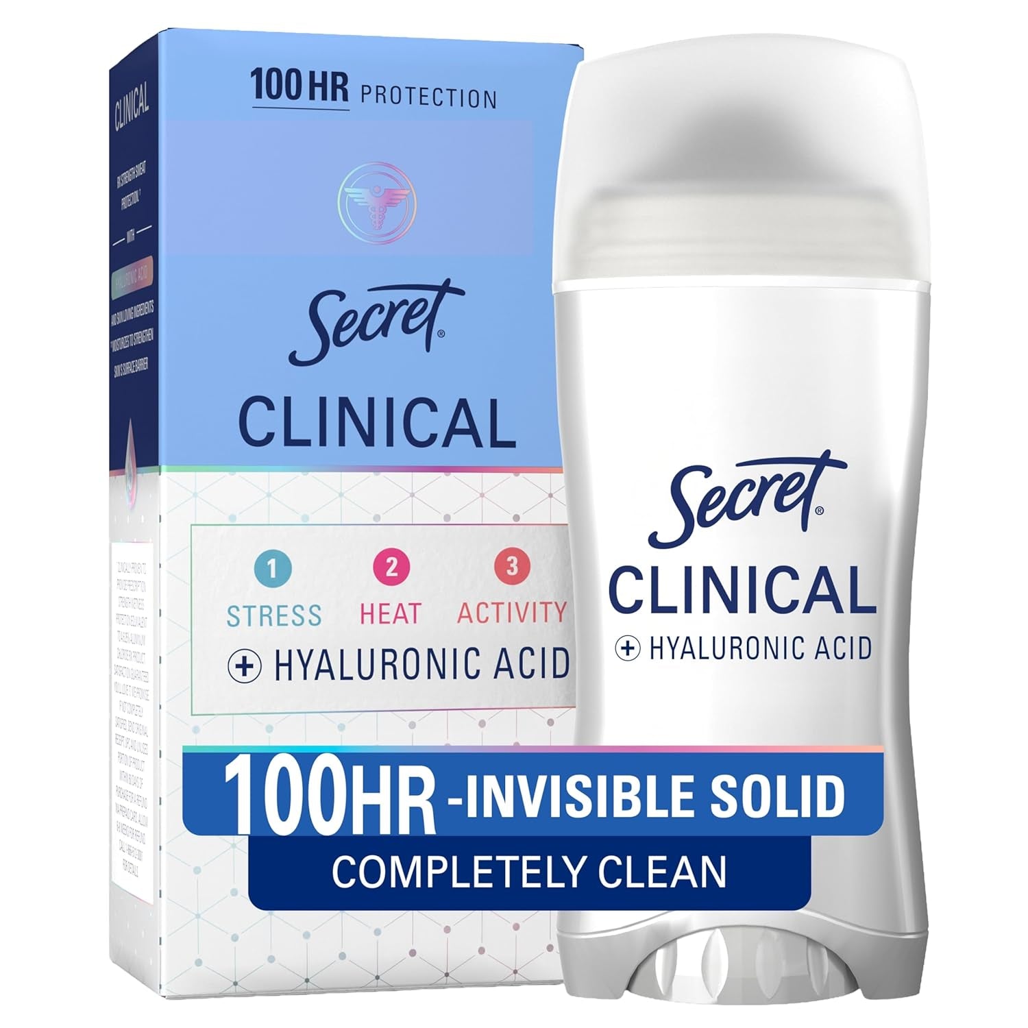 Secret Clinical Strength Antiperspirant Deodorant for Women - 100HR Sweat & Odor Protection, 3X Stress Defense, Clean Lavender Scent with Hyaluronic Acid, 2.6 Oz