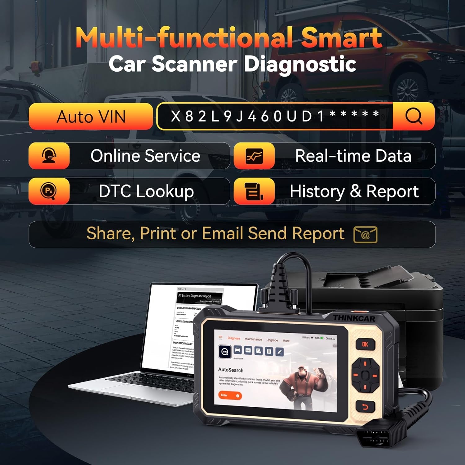 THINKCAR THINKSCAN 662 OBD2 Scanner,Car Diagnostic Tool with Bidirectional Active Test,Car Scanner Engine ABS SRS Transmission,Scanner for Car with 12 Reset,Can FD & FCA Sgw,Lifetime Free Update
