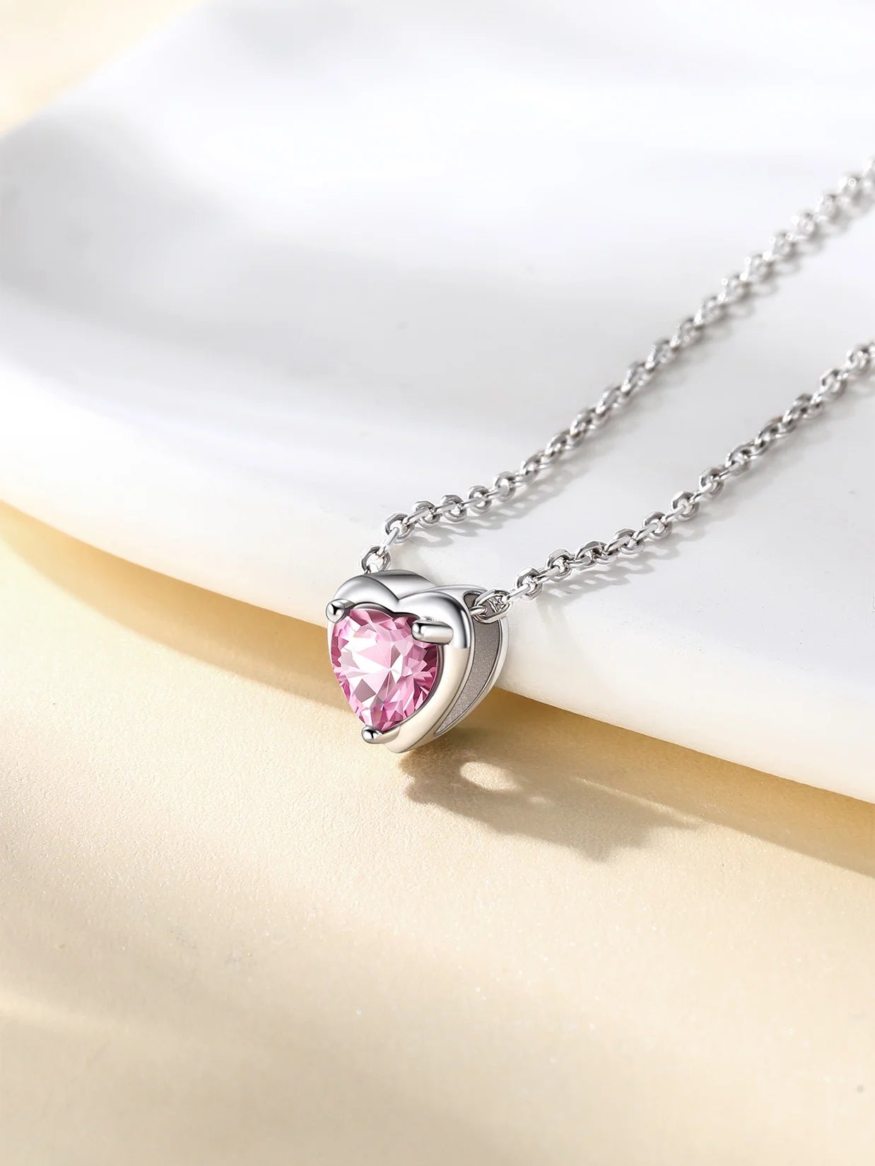 Suplight Silver Necklace for Women 925 Sterling Silver Birthstone Love Heart Necklace