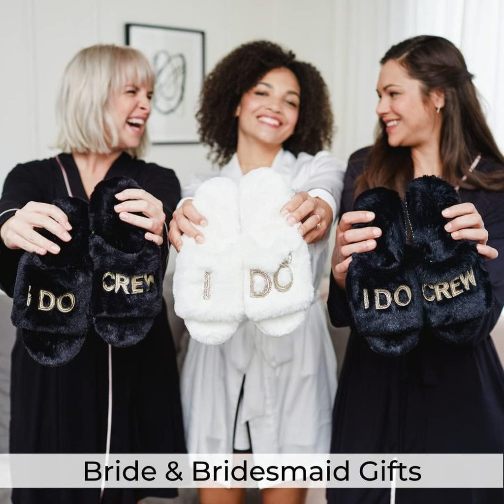 Dearfoams Women'S Giftable I Do & I Do Crew Bride Slippers for Weddings and Bachelorette Party
