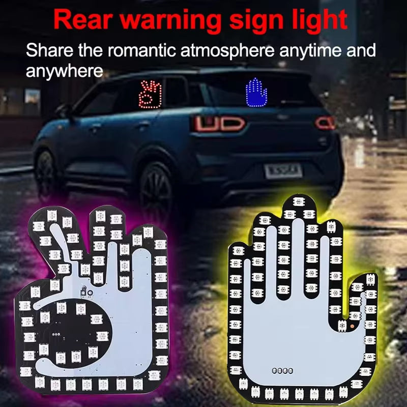 Colorful LED RGB USB Gesture-Controlled Car Light - Middle Finger Hand Lamp for Trucks and Vehicles