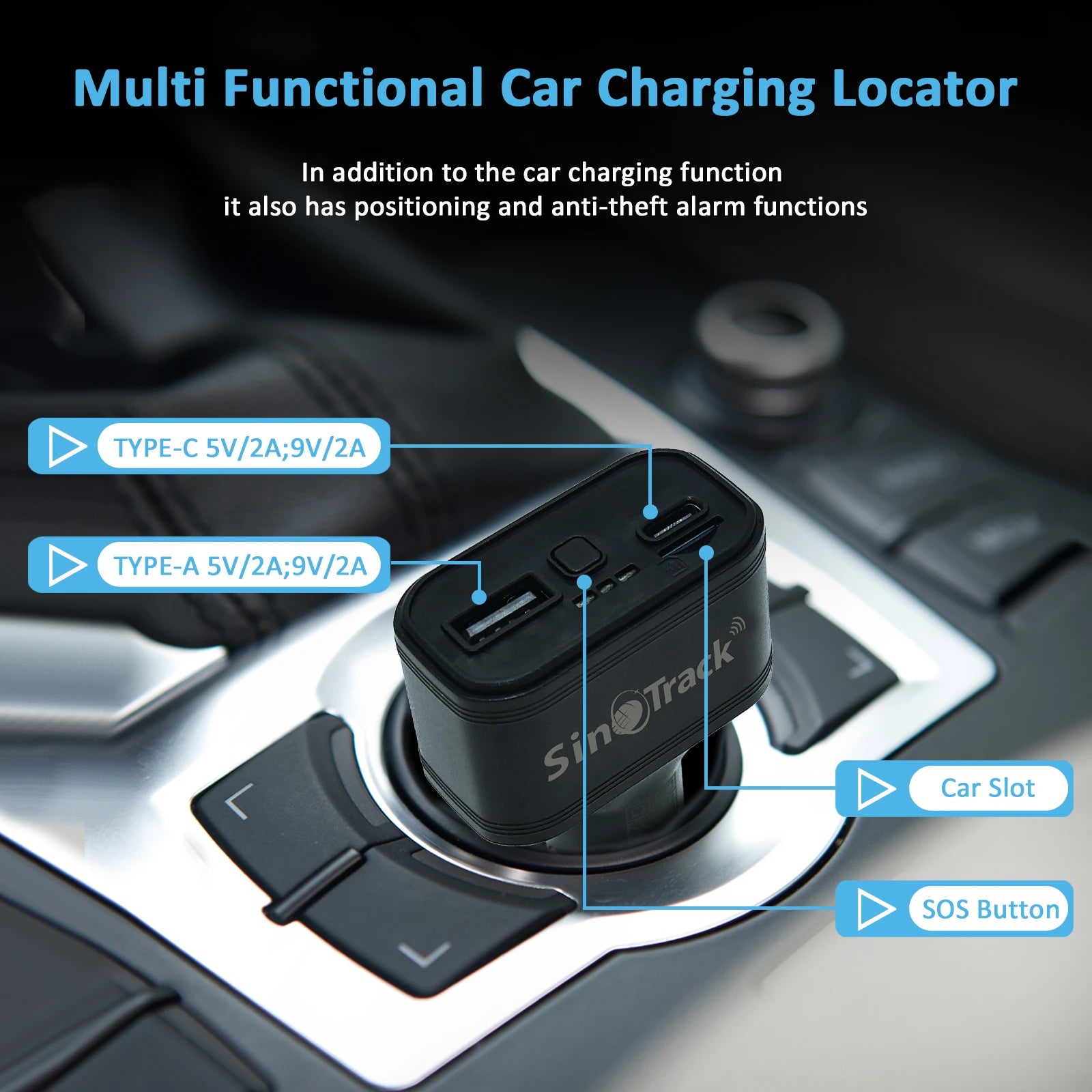 Sinotrack 4G Car GPS Tracker Cigarette Lighter GPS Tracker ST-909L Car Phone Charger with Free Online Tracking APP
