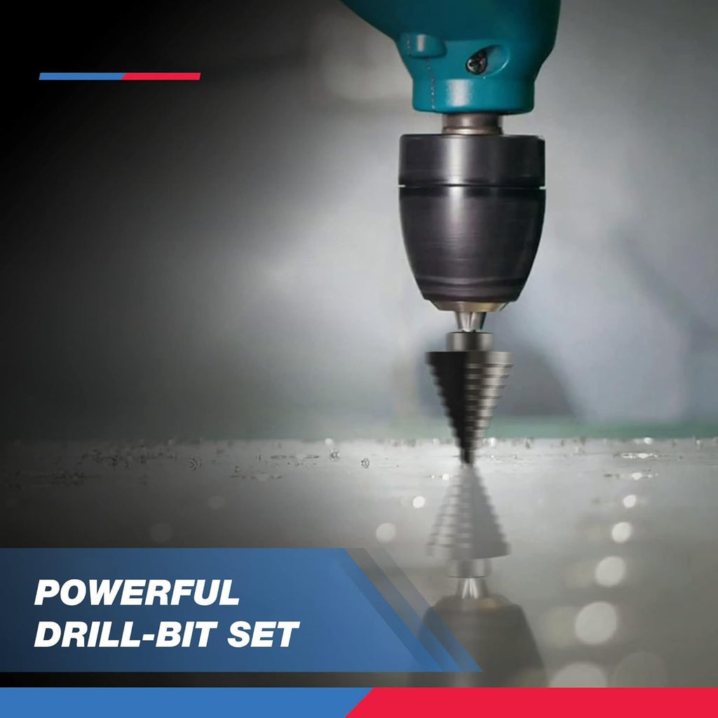NEIKO 10198A Step Drill Bit Set | 5 Piece, 4Mm- 35Mm | Metric Titanium High Speed Steel Unibit, Stepper Cone Drill Bit | Two Flute Step down Bits, 135 Degree Point
