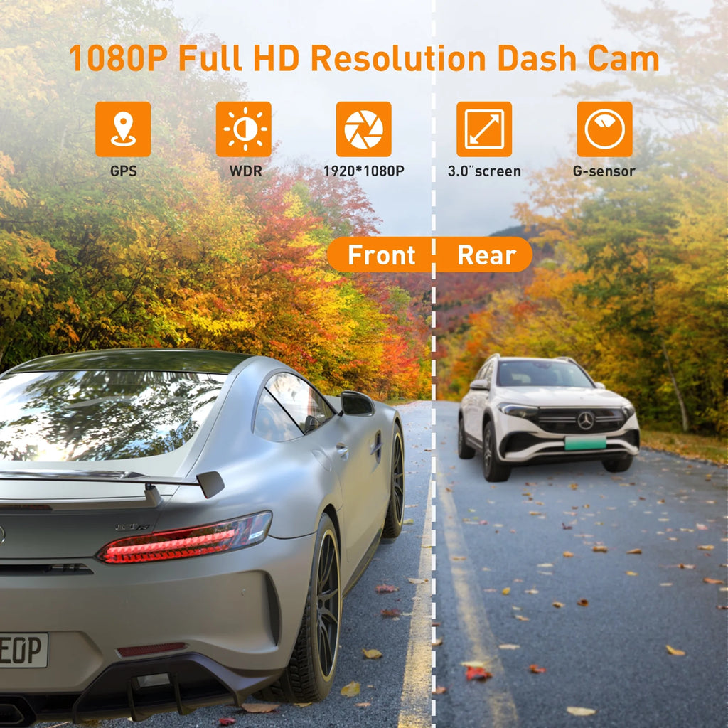 NEXPOW Dash Cam Front and Rear, 1080P Full HD Dash Camera, Dashcam with Night Vision, Car Camera with 3-Inch LCD Display, G-Sensor, Loop Recording, WDR