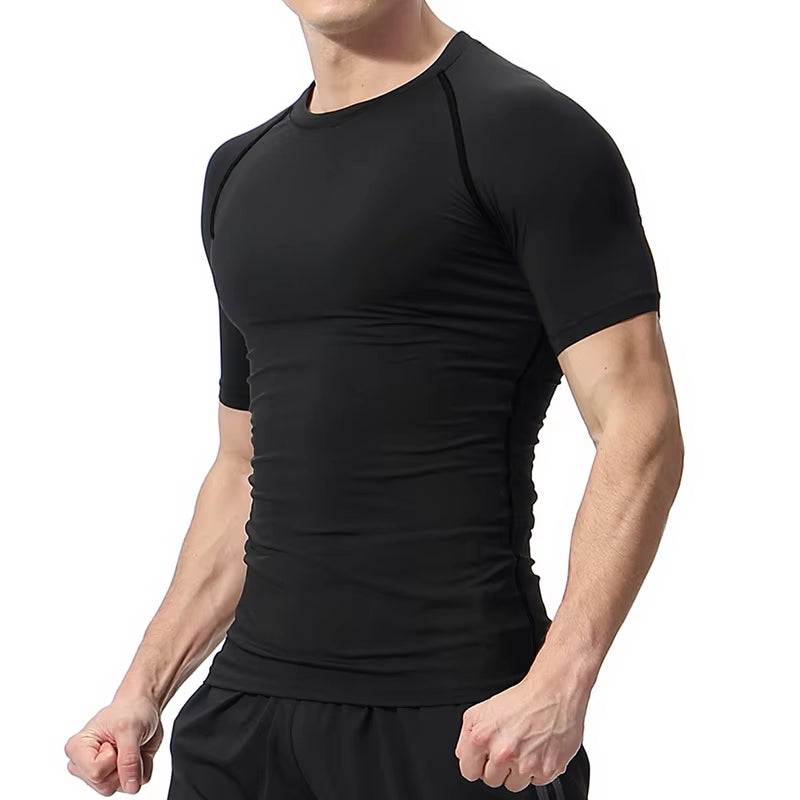Men'S Compression Shirts Summer Short Sleeves Tees T-Shirt Gym Workout Fitness Running Tops Undershirts Baselayer Sportswear