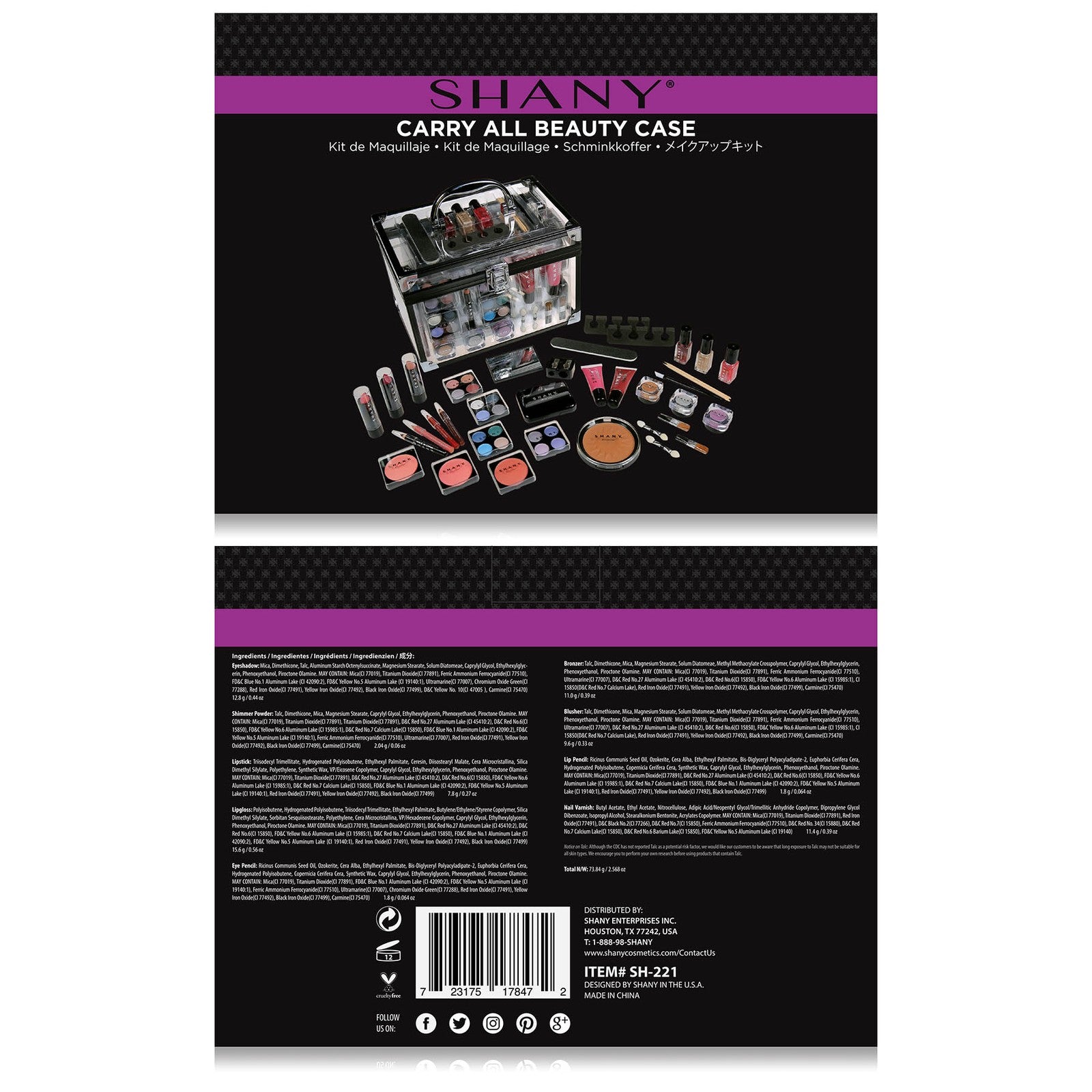 SHANY Comprehensive Makeup Trunk Set (Includes Eye Shadow Palette and Blush)