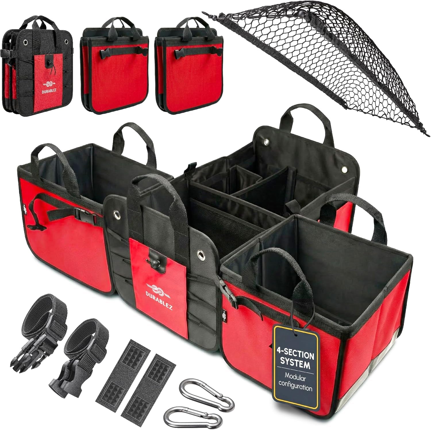 Ultimate XL 3-Section Car Trunk Organizer – Heavy Duty Foldable Cargo Storage Bin with Multi-Compartment Design – Perfect for a Clutter-Free Ride!