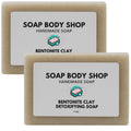 Detoxifying Bentonite Clay Soap Bars - Handmade Moisturizing Goat Milk Soap with Essential Oils - 4 Oz. (2 Pack)
