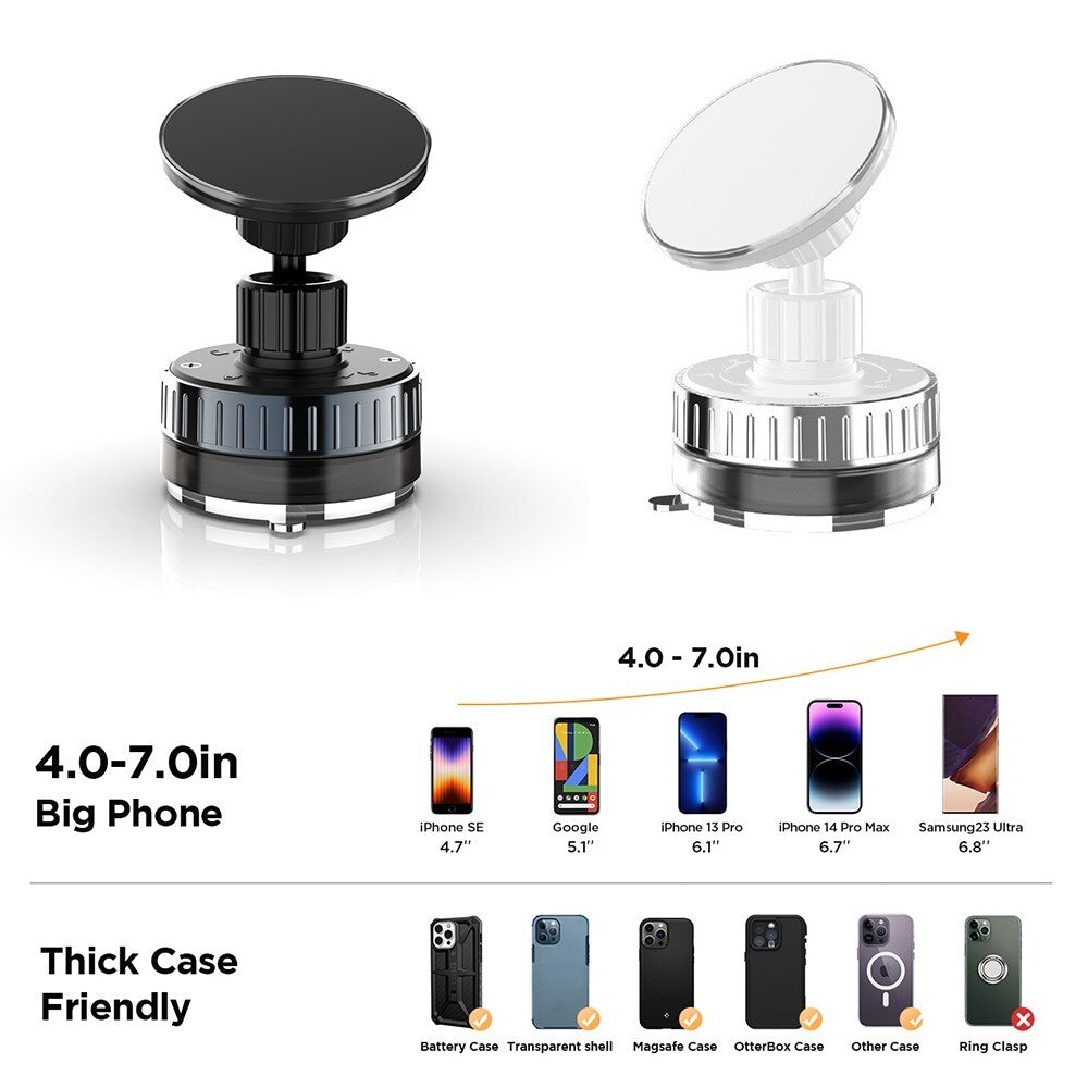 Magnetic Vacuum Car Phone Holder and Wall/Table Mount for MagSafe Compatibility