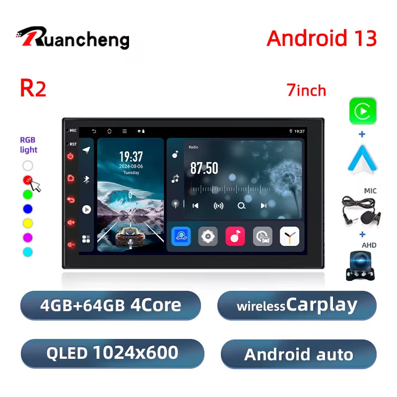 Android13 7 9 10 Inch Car Radio GPS 2 Din Radio Stereo Receiver Player 64G Multimedia Player Wireless Carplay Android Auto Gift