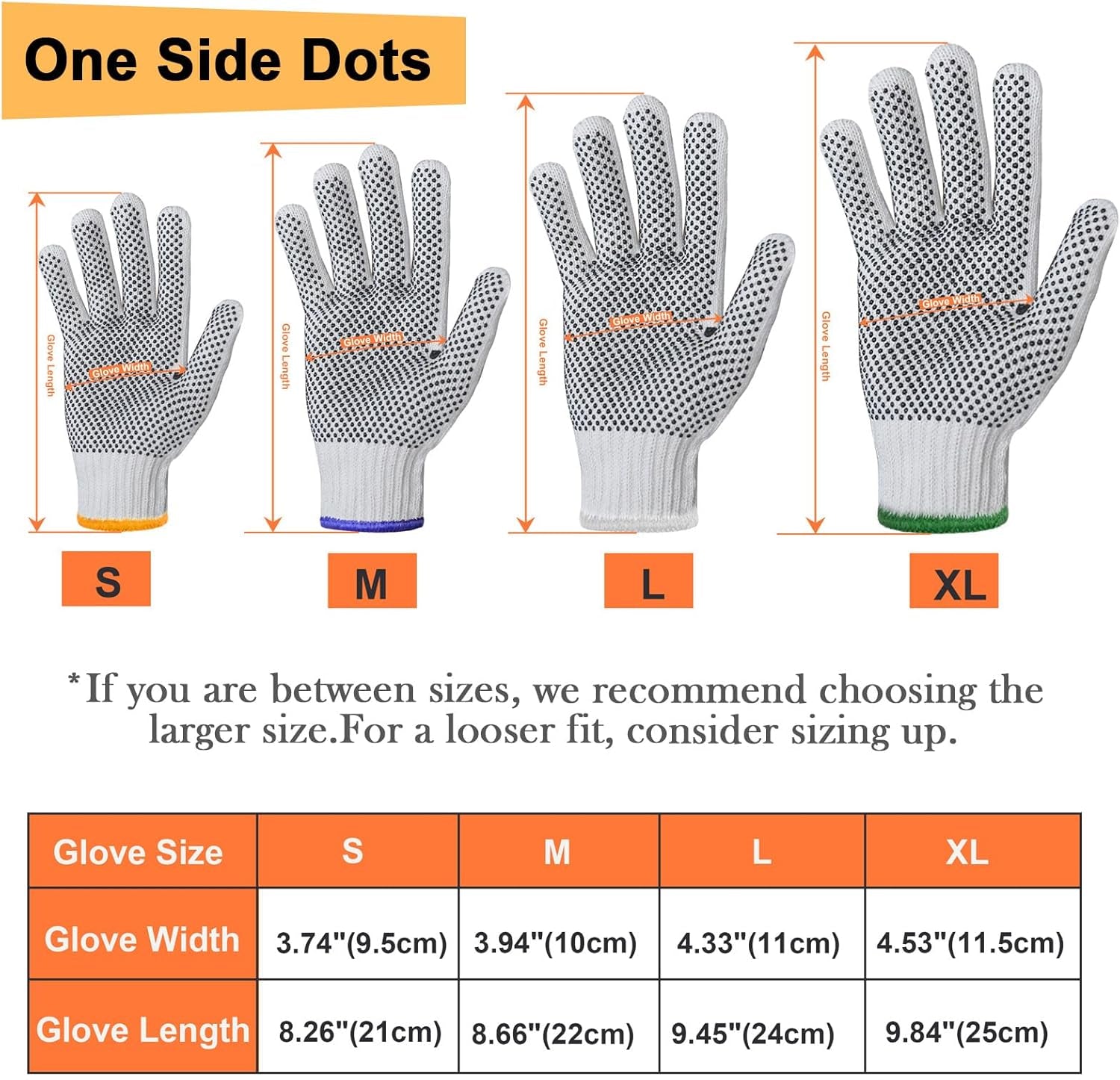Evridwear L Size Cotton Polyester Safety Work Gloves - 12 Pairs for Painters, Mechanics, Gardeners & Construction Workers with Dotted Grip