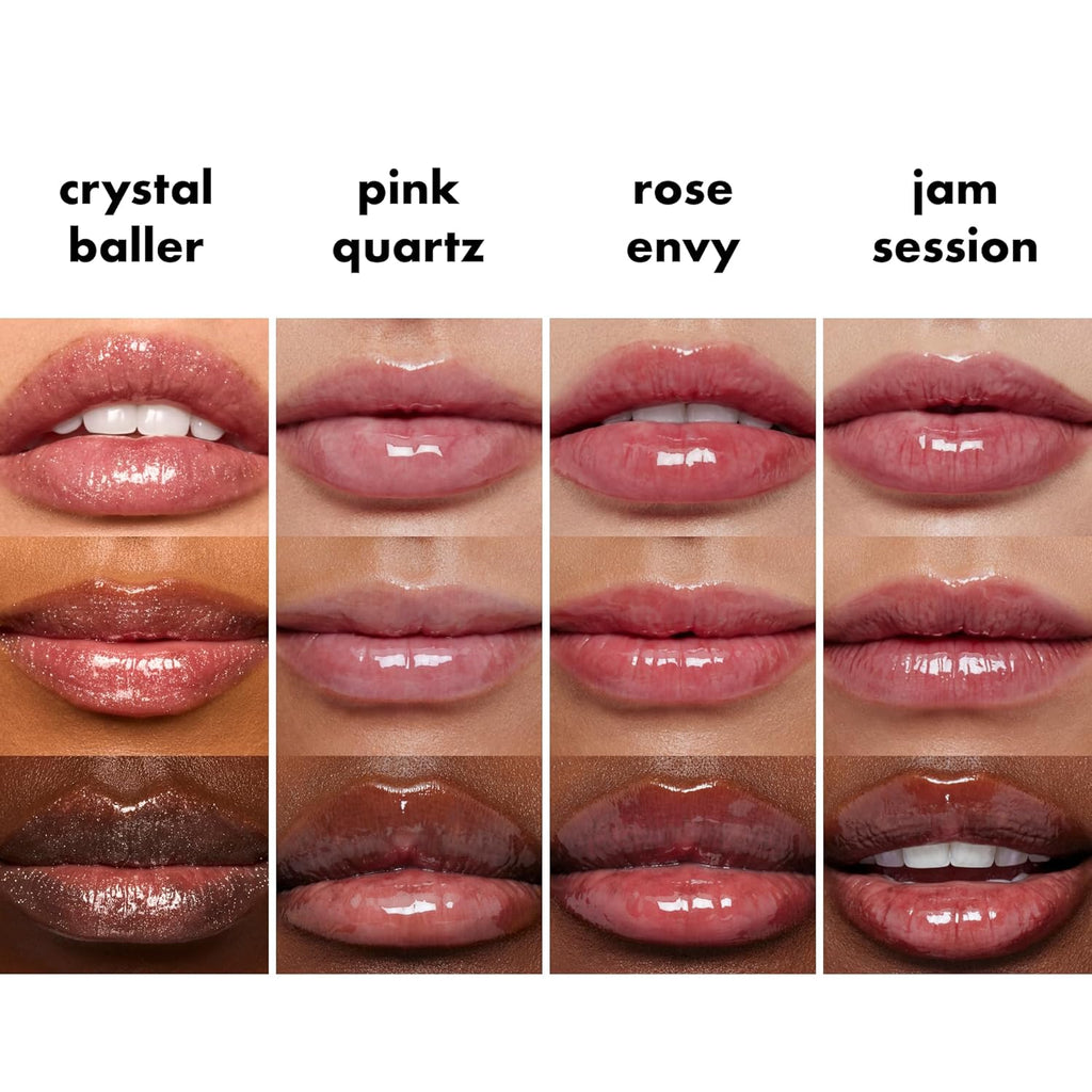 E.L.F. Glow Reviver Quad Goals Lip Oil Kit, 4 Hydrating, Non-Sticky Glossy Tinted Lip Oils, Lip Gloss Set, Moisturizing Lip Care, Vegan & Cruelty-Free