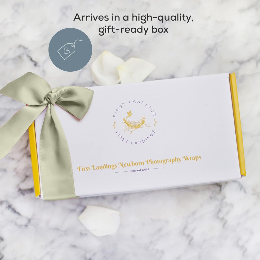 First Landings Newborn Photography Wraps - Gender Neutral Baby Essentials - Soft Knit Receiving Blankets - Newborn Photo Props - Green, 16" X 64" (3-Pack)